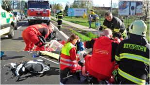 Další nehoda motorkáře: Senior utrpěl vážná zranění nohou